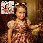 A little girl with playful hair bows and a floral dress strikes a cheeky pose in front of a white brick wall decorated with red hearts and bold black 'XOXO' graffiti, radiating sweet mischief and charm.