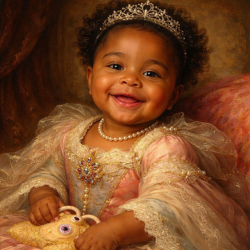 A beaming baby is snug in a car seat, peeking out from under a cozy pink crochet blanket and clutching a squishy toy — smile so contagious it could power the whole car.