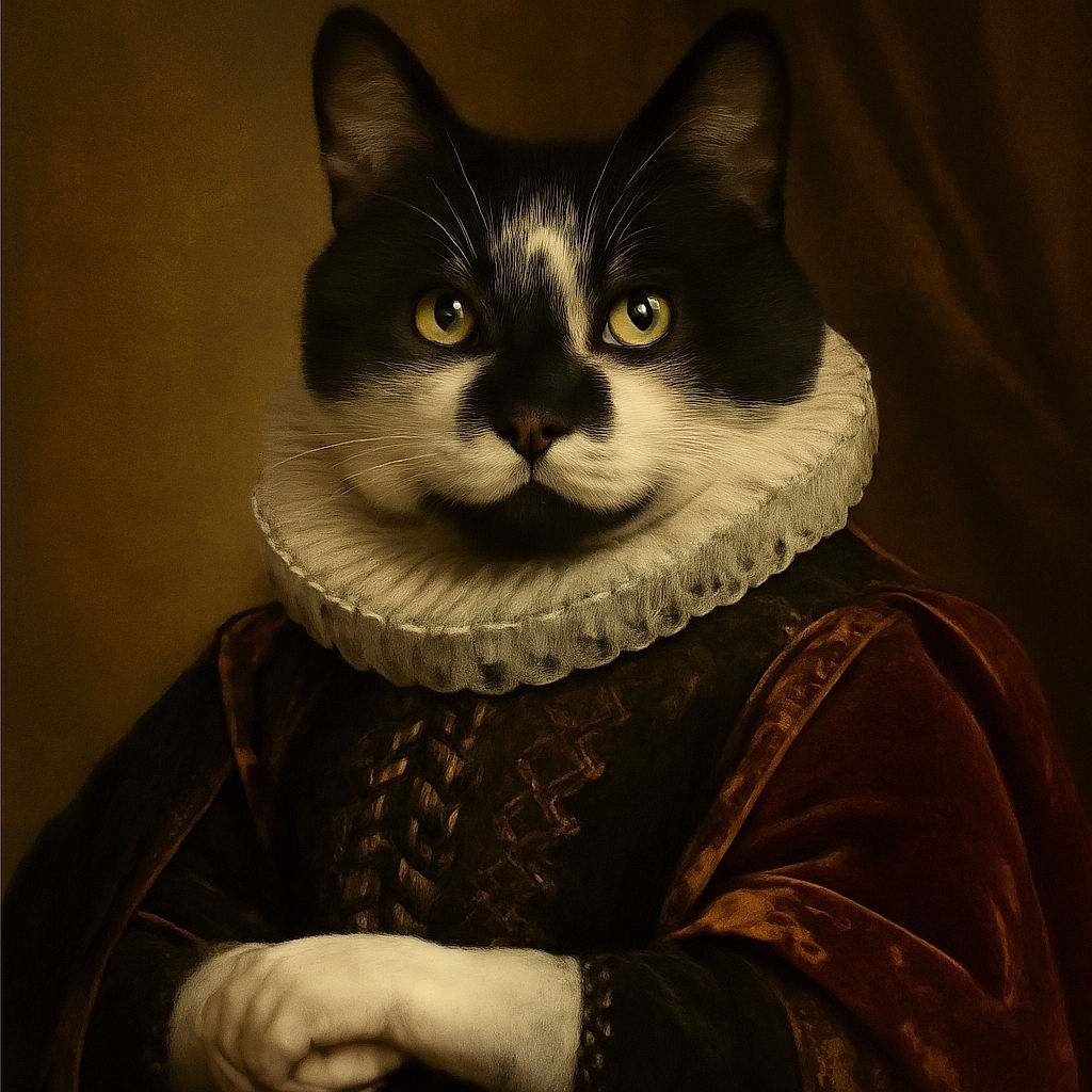 A charming black and white cat lounges comfortably on a pink Strawberry Shortcake cushion, with a cozy indoor setting and a colorful assortment of jewelry in the foreground.