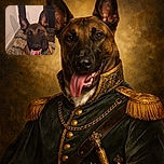 A happy dog with large ears and tongue hanging out sits on a patterned blanket in a cozy corner, looking straight at the camera with a playful expression. The background shows a wall with a dark vertical beam and a fireplace. A social media story notification bar overlays the top part of the image.