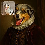 A fluffy Australian Shepherd puppy with a happy, tongue-out expression sits next to a beige couch in a cozy indoor setting. The photo is sharp and well-lit, capturing the dog's adorable spotted fur and joyful mood. The text 'Galaxy S23 Ultra' is clearly overlaid in the bottom left corner.
