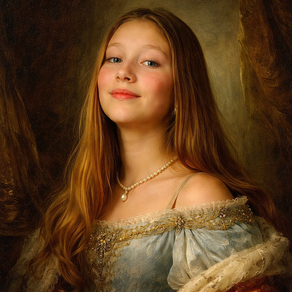 A playful child in the foreground makes a goofy face with mouth wide open, while another child wrapped in a blanket lounges on a couch in the background, all set in a cozy dimly lit room with framed pictures on the wall and a TV screen glowing.