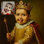 A gleeful baby with wet hair is enjoying bath time, clutching a red toy cup, with colorful bath toys in the background adding a playful splash of color.