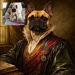 A charming French Bulldog lounges regally on a textured gray couch, front paws stretched out on a cylindrical cushion, eyeing a bright pink bone-shaped toy placed invitingly nearby. The cozy indoor setting with soft natural light highlights the dog's expressive face and velvety ears.