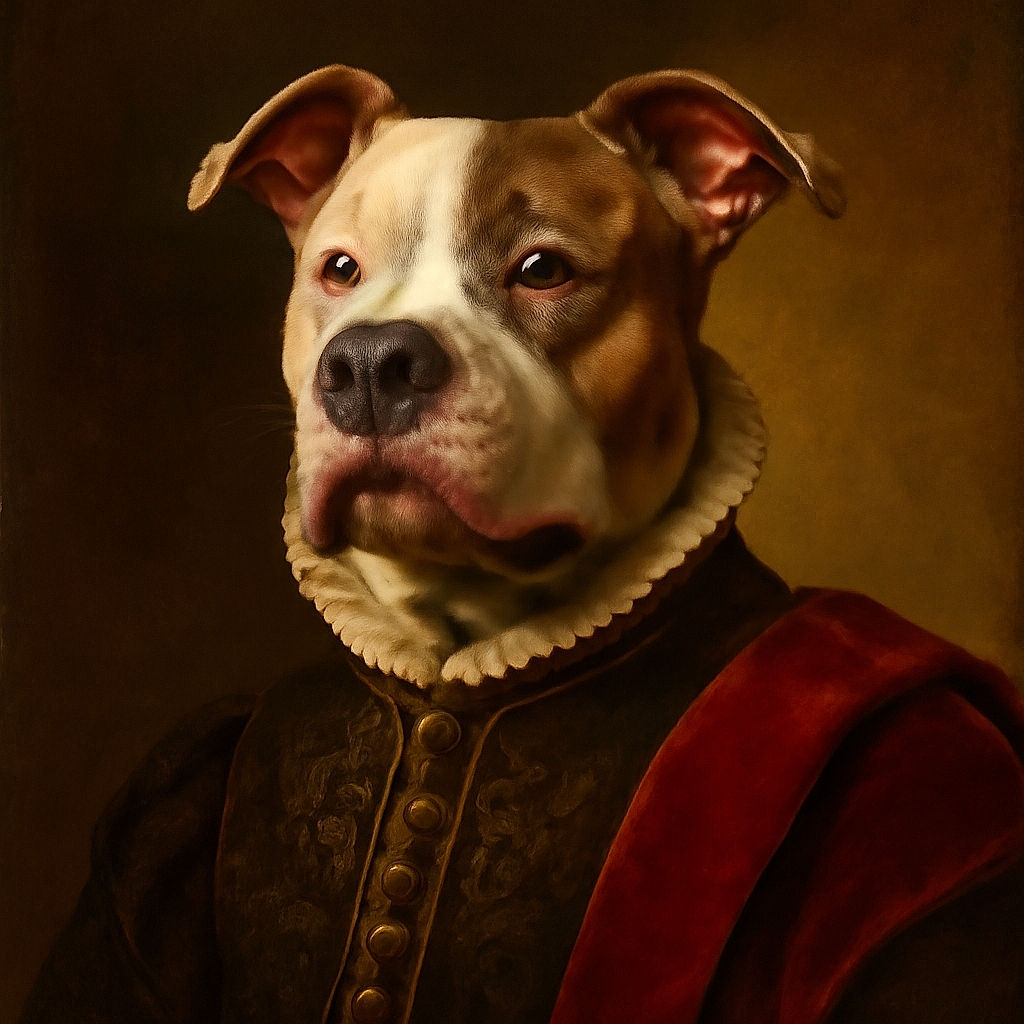 A relaxed dog lying on its back with paws curled up, looking content and cozy against a dark background and a person with a visible tattoo nearby.