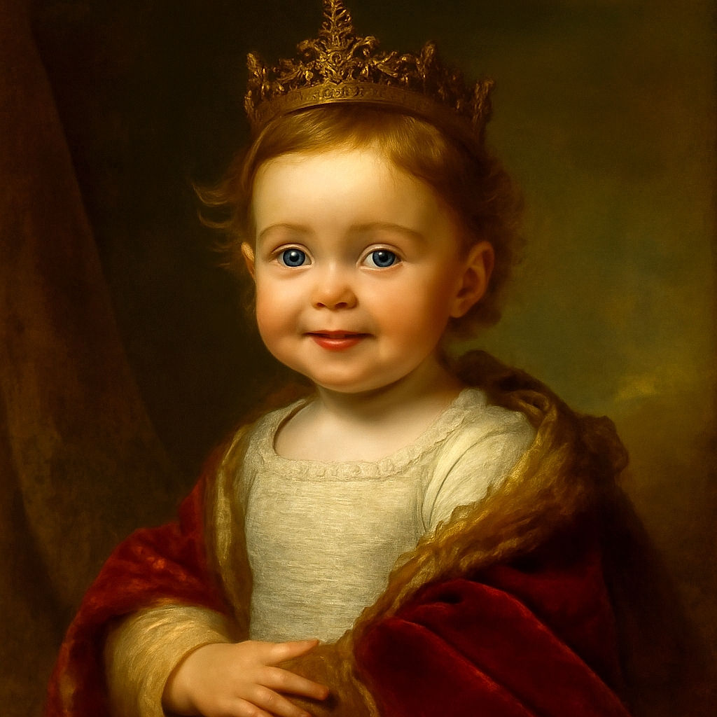 A bright-eyed toddler wrapped in a cozy white jacket beams at the camera with a curious smile, looking like they're ready to take on the world one adorable grin at a time.