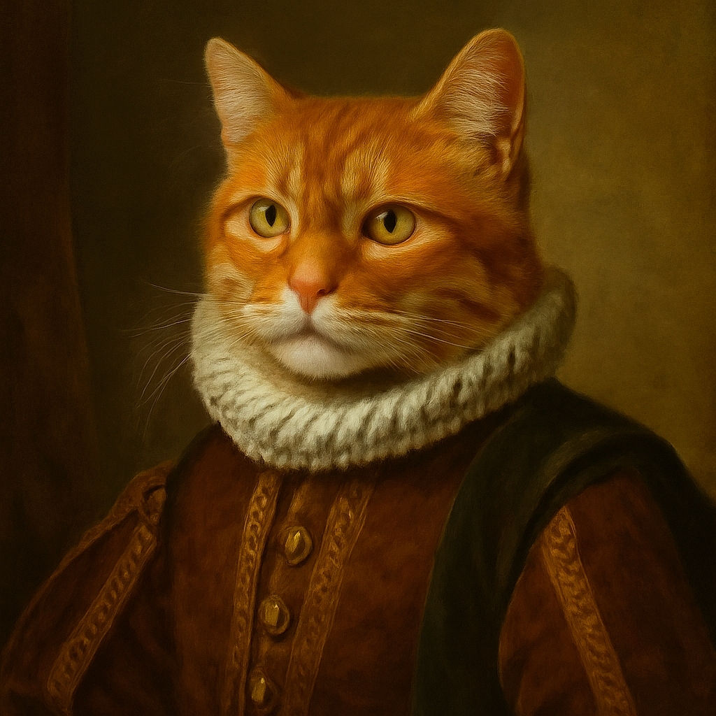 A vibrant orange tabby cat lounges on a textured, dry patch of ground, looking curiously at the camera with bright eyes. The earthy background contrasts with the cat's vivid fur, making it pop in this warm, sunny outdoor scene.