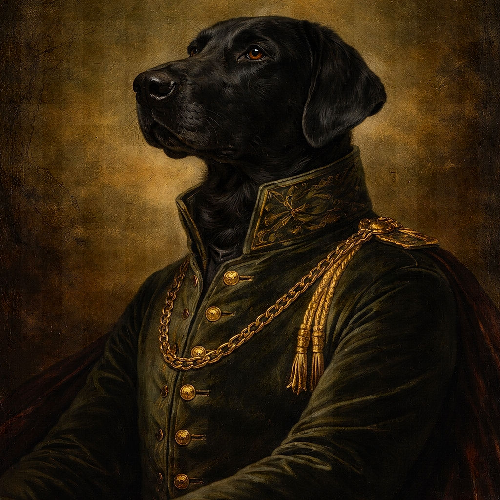 A black dog is caught mid-yawn while lying on a cozy blanket with a person's hand gently resting on its side. The background shows a softly lit window with sheer curtains, creating a calm and homely atmosphere.