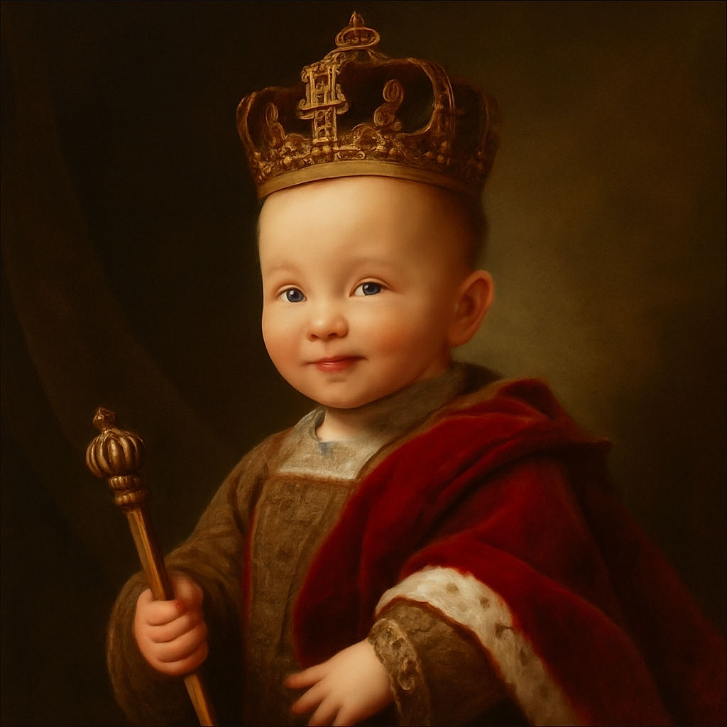 A joyful baby with chubby cheeks is playing on the floor with a colorful plush monkey toy, surrounded by a cozy living room decorated for the holidays with a Christmas tree and a TV in the background.