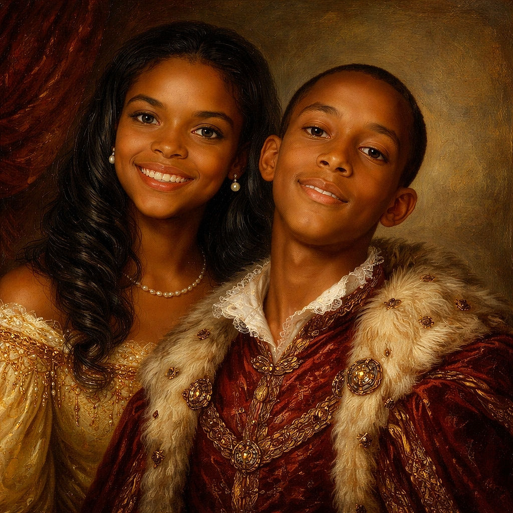 Two grinning kids lean into the frame like they're competing for 'cheesiest smile'—a cozy, slightly blurry snapshot with warm expressions and a playful, candid vibe.