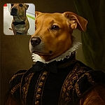 A charming dog sporting a classy black bow tie sits attentively on a clean floor, with a curious look in its eyes as if ready for a fancy evening or an important meeting.