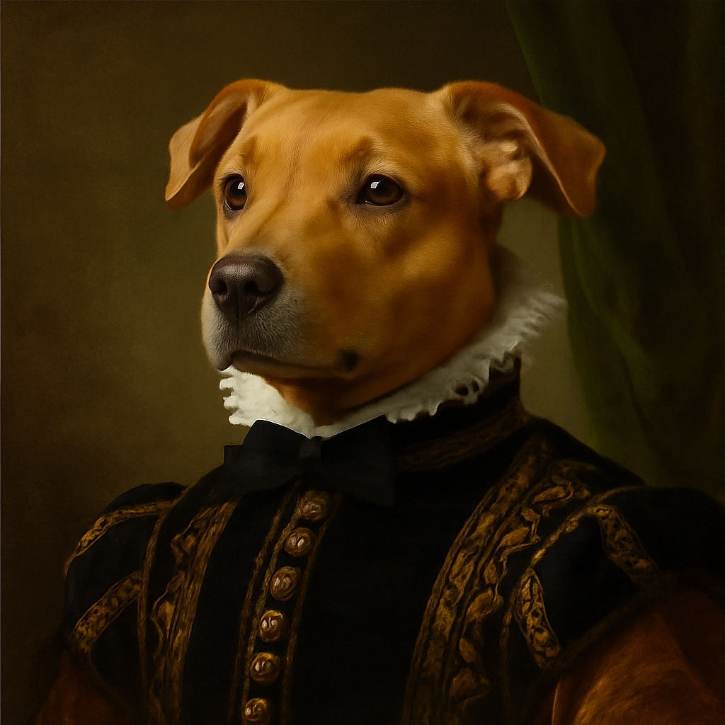 A charming dog sporting a classy black bow tie sits attentively on a clean floor, with a curious look in its eyes as if ready for a fancy evening or an important meeting.