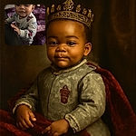 A curious toddler in cozy pajamas with fire trucks clings to the edge of a leather couch, eyes wide with wonder, against a plush purple rug background with a baby bottle in sight.