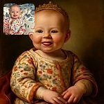 A cheerful baby wearing a floral-patterned onesie is lying on a colorful blanket and pillow, sticking out their tongue with a playful smile. In the background, a cat is curled up, adding a cozy touch to the scene.