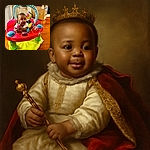 A curious baby is deep in play mode, gripping a colorful toy cow while sitting in a bright red and yellow activity center. The background reveals a cozy room with wooden floors and an open cardboard box, adding a touch of everyday life to this adorable moment.