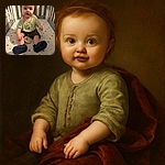 A cute 10-month-old baby with wild hair sits in a crib wearing a light green shirt and dark shorts, sporting oversized textured navy blue shoes, with a playful expression and a milestone badge on the lap.