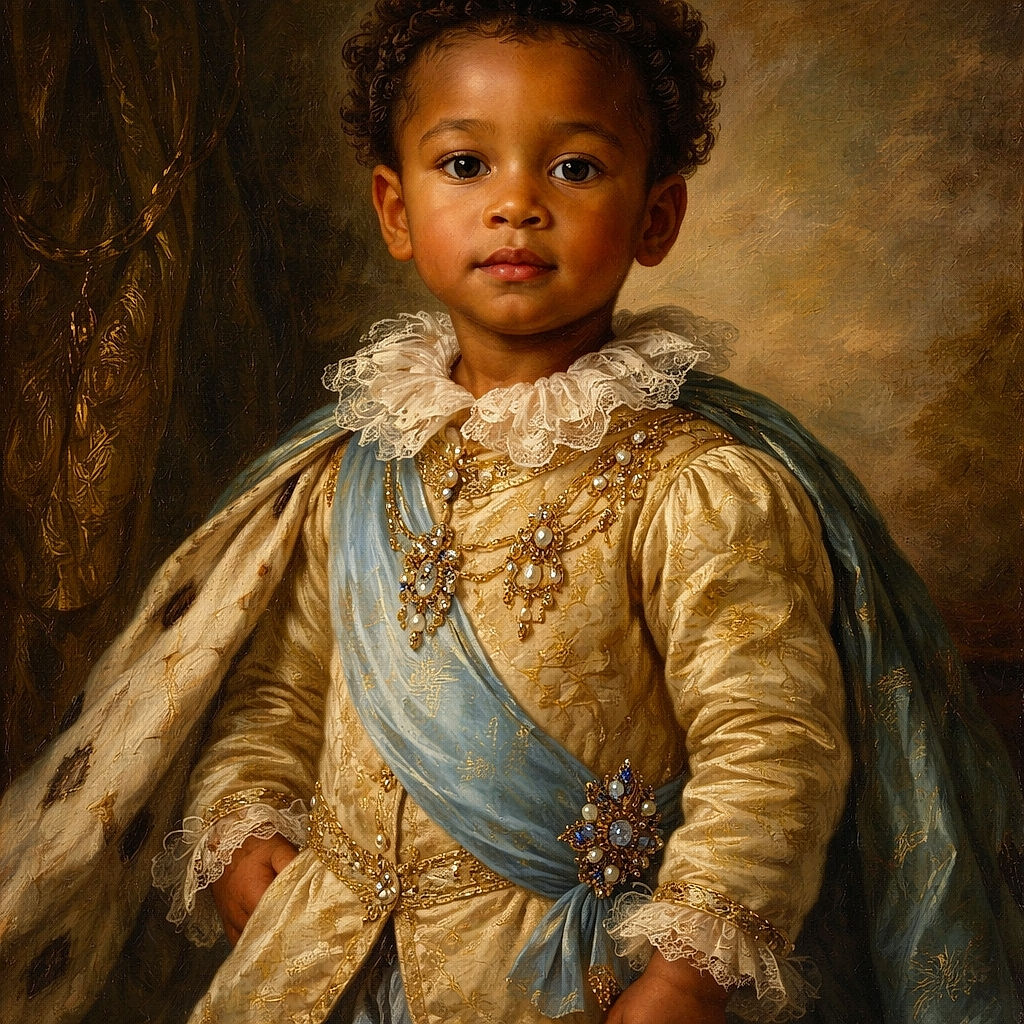 A toddler standing in front of a plain background, looking seriously at the camera, dressed in a beige sweater and blue jeans. The photo is part of a voting contest webpage with French text overlaying the image, including voting information and rankings.