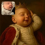 A peaceful baby is caught mid-nap with a serene smile, bundled in cozy pajamas and nestled in soft blankets, radiating pure cuteness and tranquility.