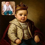 A chubby-cheeked baby dressed in cozy casual wear, sitting comfortably on a soft beige blanket, looking curiously with wide eyes and a slightly open mouth as if about to say something important.