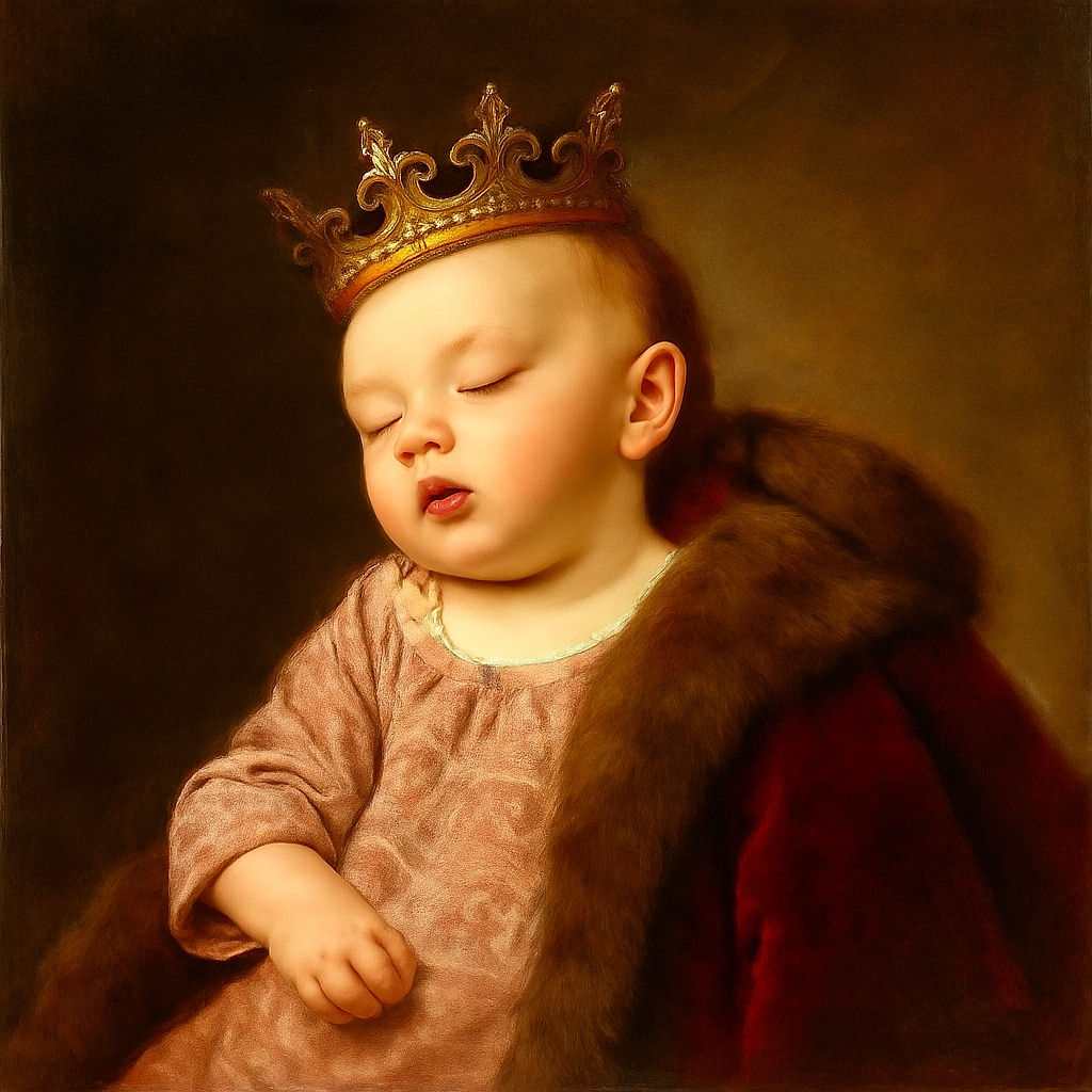 A peaceful sleeping baby wrapped in a soft pink blanket, nestled next to a large fuzzy teddy bear, creating a cozy and heartwarming scene.