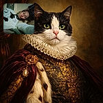 A cozy indoor selfie of a person lying down next to a black and white cat, both gazing calmly towards the camera. The scene is warmly intimate with soft blankets and a casual home environment in the background.