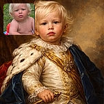 A chubby toddler with tousled blonde hair sits confidently in a colorful inflatable pool toy on a grassy lawn, gripping a yellow steering wheel with a serious expression as if steering a tiny ship.