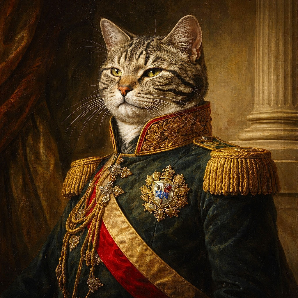 A cozy tabby cat is curled up in a deep, peaceful sleep on a rumpled blue blanket, with its paws adorably tucked in like it's dreaming of catnip adventures. Nearby, a lint roller and a denim garment add a touch of everyday life to this tranquil moment.