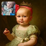A cute baby girl with a pink headband adorned with a flower sits safely buckled in a car seat, holding a bright blue pacifier toy and a blue cloth, her calm and curious expression capturing a tender moment on a casual day.