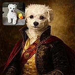 A fluffy white puppy lounges adorably on a textured gray couch, with a bright yellow plush duck toy by its side, creating a cozy and heartwarming scene.
