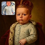 A tiny newborn baby lies on a soft blue textured blanket, wearing a cozy light blue onesie patterned with encouraging words like 'smile' and 'grow'. The baby's wide eyes gaze curiously upwards, framed by a calm and peaceful nursery setting.