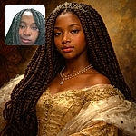 A close-up selfie of a young person with chunky box braids framing their face like a dramatic curtain. Their lashes are long, lips slightly pursed, and a hooded jacket peeks in at the bottom — background blown-out white makes the braids pop. They look unimpressed and cool, as if judging both the camera and the weather simultaneously.