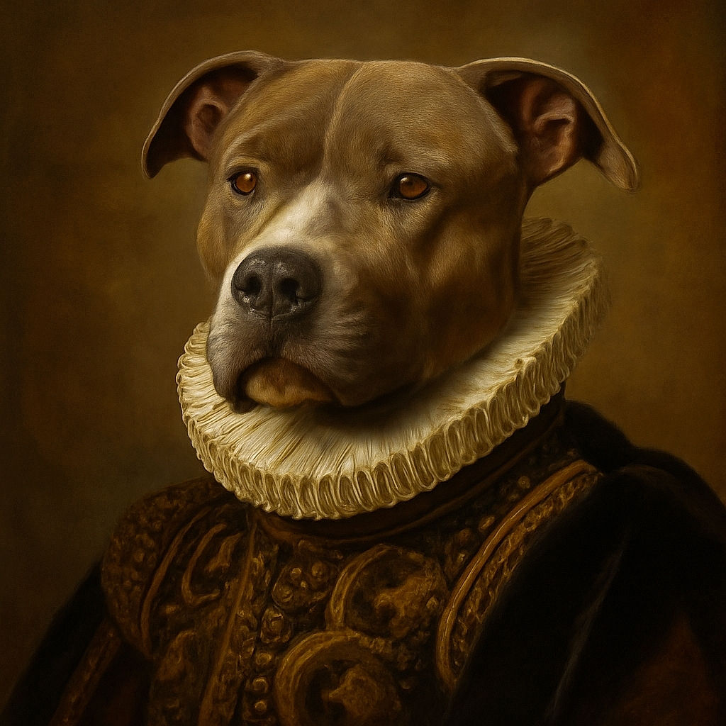 Two eager dogs looking up with hopeful eyes on a wooden floor, one sitting and the other partially visible, surrounded by household items like a trash bin, a cozy dog bed, and a socked foot, capturing a candid indoor moment.