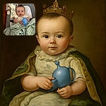 A wide-eyed baby clutching a blue toy, swaddled in a cozy green patterned blanket, lounging comfortably in a cushioned seat with a soft, colorful cloth draped nearby.