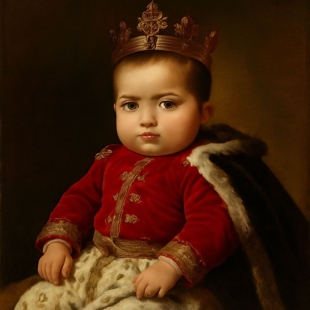 A chubby-cheeked baby in festive Stitch-themed pajamas lounges comfortably on a cozy blanket, looking curiously at the camera with a calm expression.