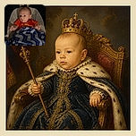 A tiny baby lounges in a bouncer like a serious little executive, wrapped in a cozy blue blanket and wearing an orange shirt while a sleepy star-shaped toy keeps watch overhead.