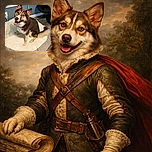 A happy dog with a wide smile and bright eyes sits comfortably on a fluffy dog bed, looking up as if ready to share a secret or a treat. The cozy indoor setting adds warmth to the scene.