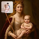 A tender family moment where a woman lovingly holds a baby, while a man peeks over her shoulder with a playful expression. The soft lighting and simple background highlight the warmth and closeness of the trio.