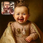 A joyful baby with a wide smile, dressed in a pink outfit featuring cute animal prints, cuddling soft toys and blankets, radiating pure happiness and innocence in a cozy setting.