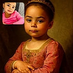A charming young child in a bright pink shirt lounges comfortably, flashing a playful hand gesture with a soft, inquisitive smile and sparkling eyes, set against a cozy, blurred background.