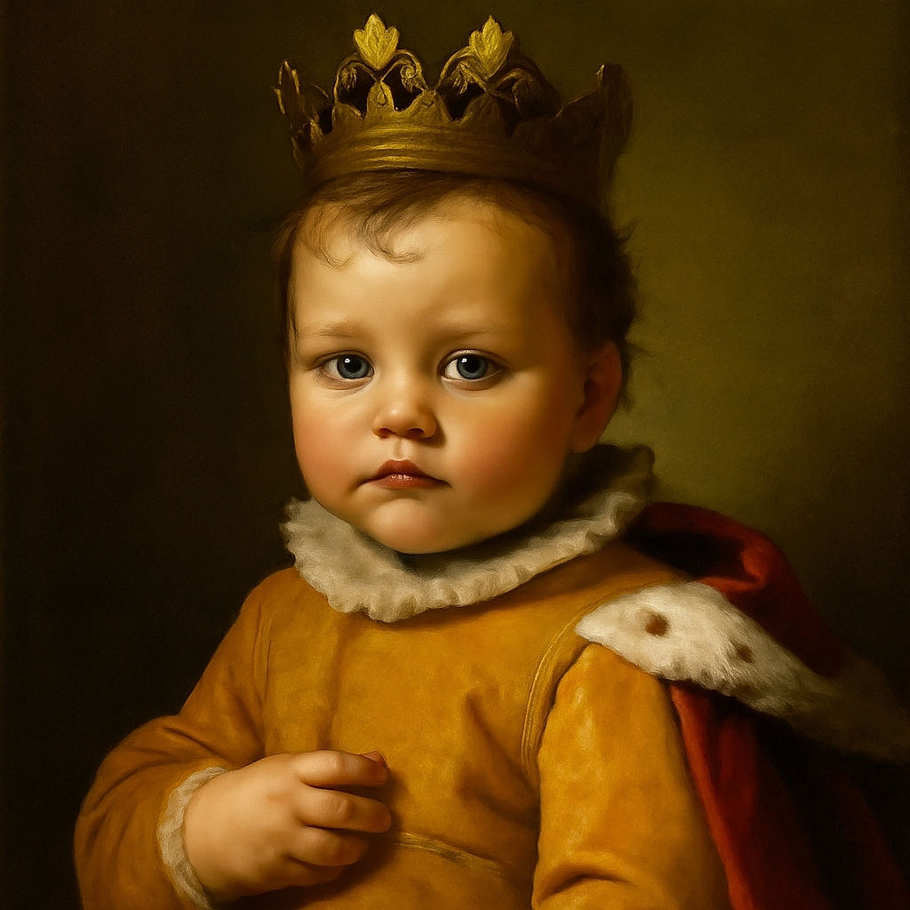 A close-up photo of a baby drinking from a bottle, wrapped in a cozy blue blanket with a red and white pattern, wearing an orange outfit. The baby has curly hair and blue eyes, looking relaxed and content.