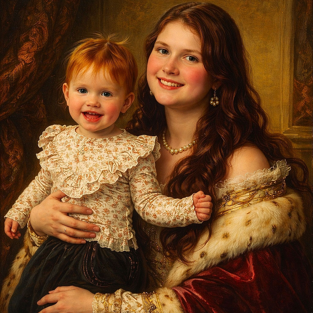 A gleeful toddler perched on the lap of a smiling, tattooed adult in a diner booth — the kid is grinning like they just discovered dessert, while the grown-up beams proudly as if they taught them everything they know about joy.