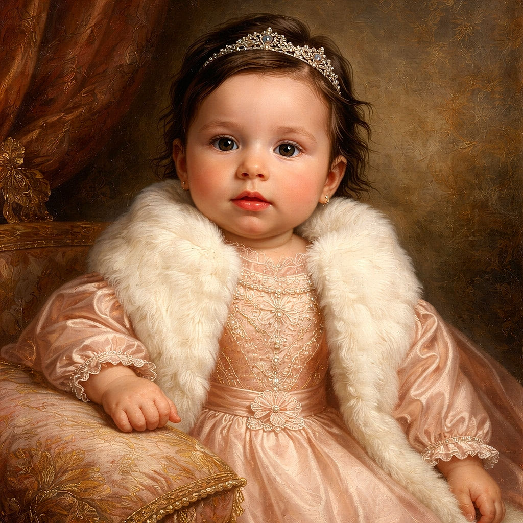 A fuzzy-scarved baby lounges like a tiny fashion influencer — bow in the hair, tongue peeking, and a bright teether staging a colorful cameo at the edge of the frame. Cozy, adorable, and full of snack-demand potential.