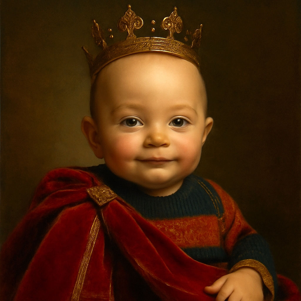 A close-up of an adorable baby bundled in a cozy orange and blue sweater, comfortably nestled in a car seat with a soft white blanket, flashing a sweet and knowing smile that could melt anyone's heart.