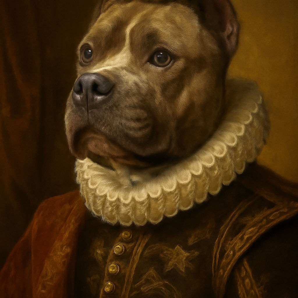 A close-up portrait of a dog with soulful eyes gazing upward, showcasing detailed textures of its fur and nose, with a softly blurred background that highlights the dog's expressive face.