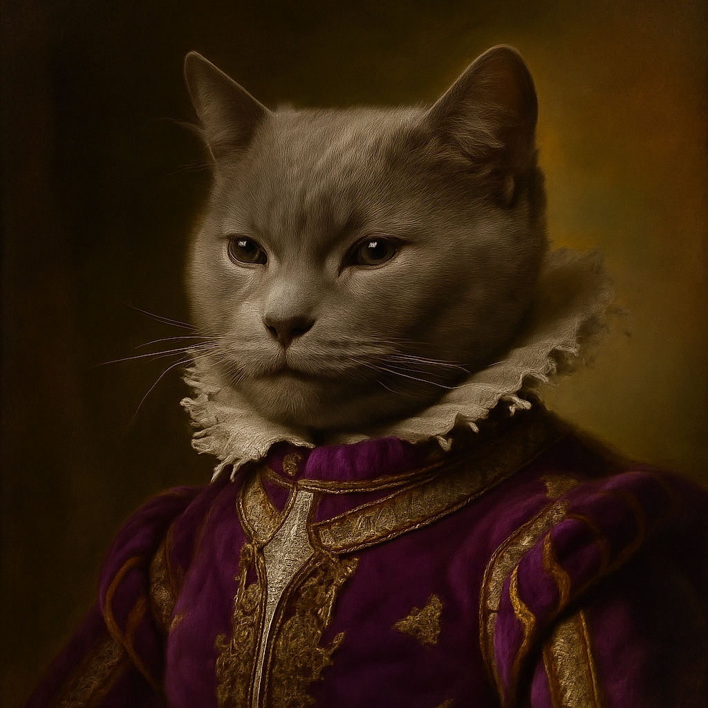 A cozy gray cat is peacefully snoozing with a purple collar, stretching its paw out on a soft blanket, capturing the essence of ultimate catnap vibes in a warm indoor setting.