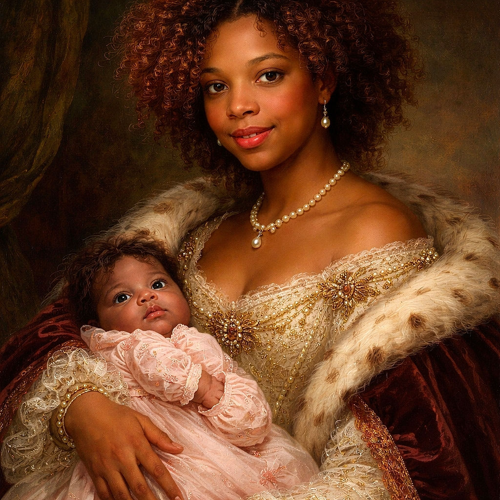 A comfy selfie of a proud parent and a tiny sidekick — big curly hair like a dramatic halo, pink mittens ready for world domination, and both faces gazing at the camera with the serious expressions of two people plotting nap-time negotiations.