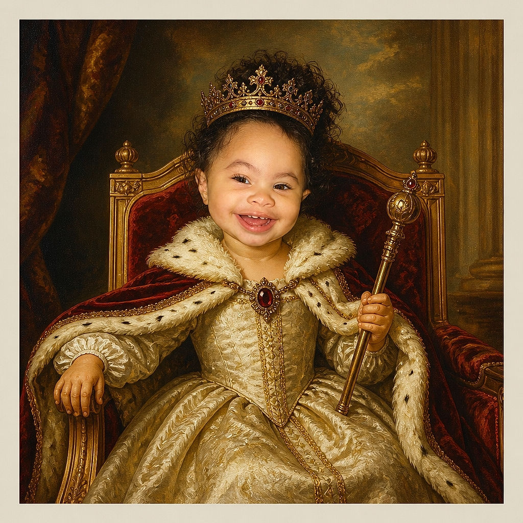 A delighted baby is buckled into a car seat, reaching toward the camera with one hand while sticking out their tongue like a tiny comedian. The striped canopy frames the scene, and the oversized safety labels add a surprisingly serious backdrop to the baby’s playful performance.