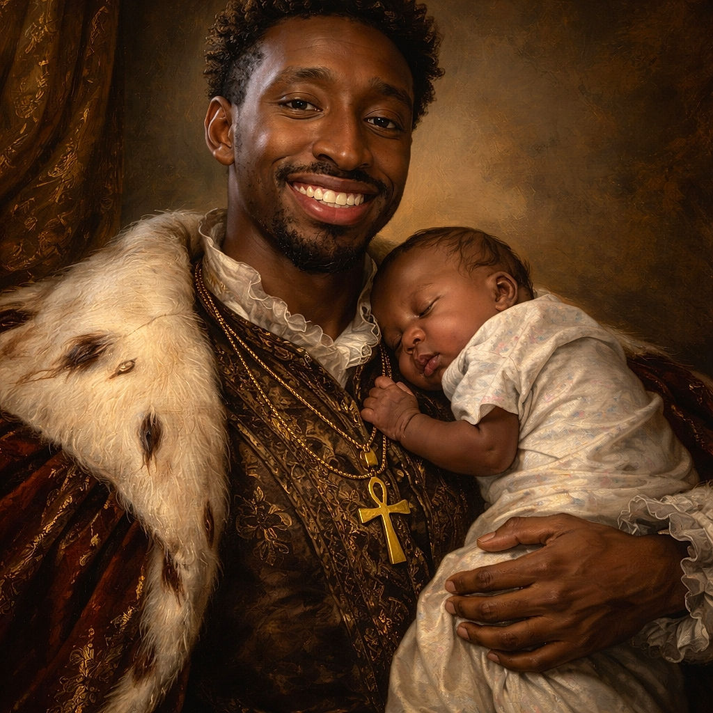 A joyful man with a radiant smile holds a peacefully sleeping baby on his chest, creating a warm and tender moment in a cozy living room setting.
