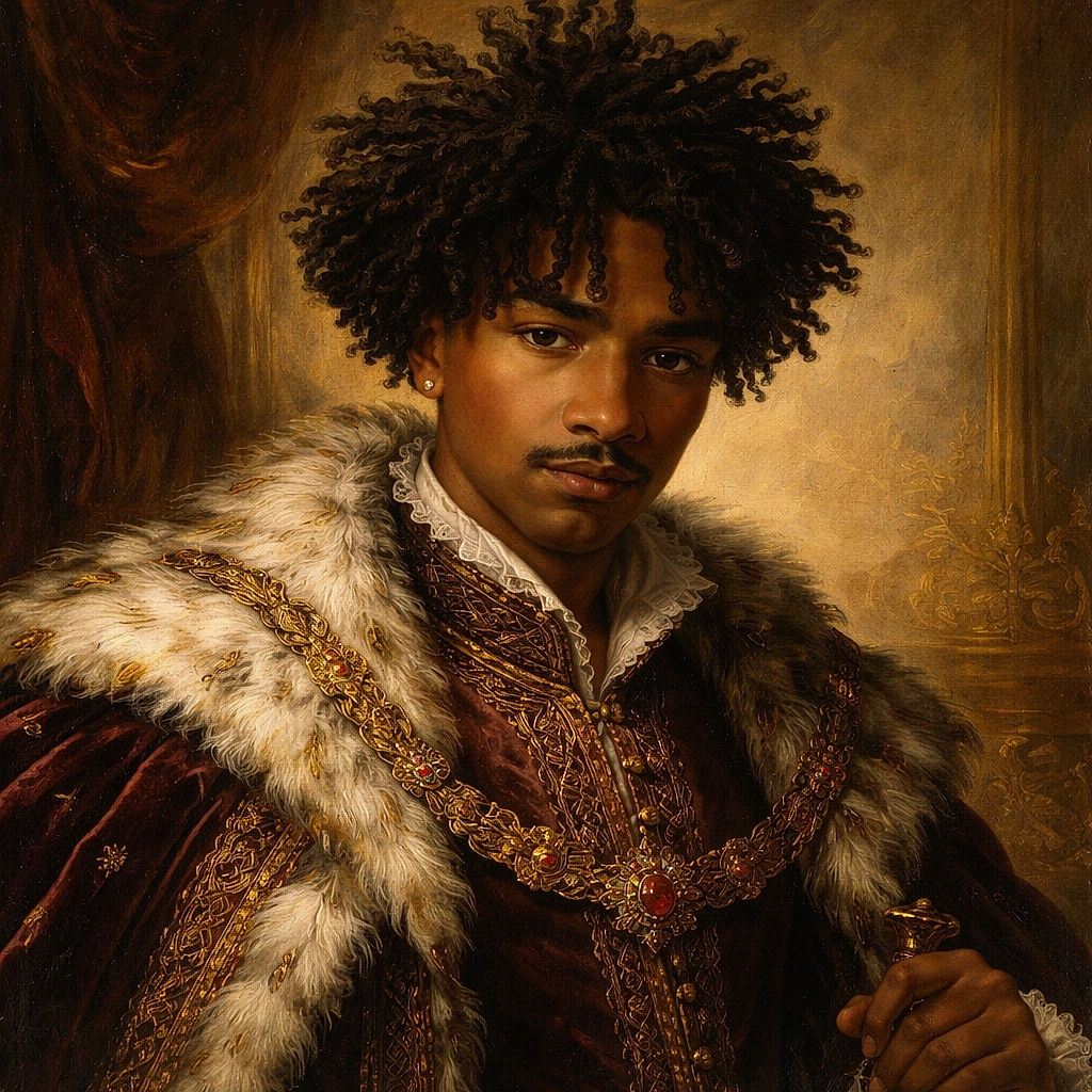 A young person with a serious expression and voluminous curly hair poses indoors wearing a white tank top, with a warm yellow light casting soft shadows and a casual room background.