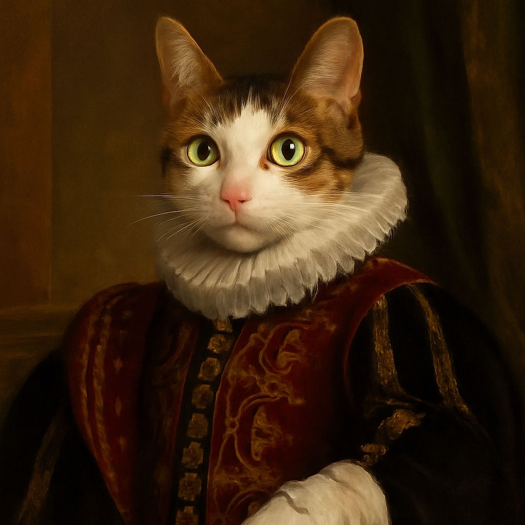 A cozy tabby and white cat lounges comfortably on a textured beige blanket, gazing curiously at the camera with wide green eyes, surrounded by soft cushions and a colorful pillow in the background.